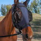 Horse Fly Mask with Ears, UV Protection Mask for Horses, Elasticity Mask with Big Mesh Eye Covers, Snug Fitting Comfortable Breathable Lightweight Navy Full Size