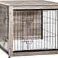 DWANTON Dog Crate Furniture with Cushion, Wooden Kennel Table with Double Doors, Indoor Dog House, Small/Medium/Large/Extra Large Size, 27.2" L, Greige