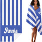 JML Personalized Beach Towel with Name, Custom Cabana Stripe Beach Towel, Customized Microfiber Pool Towel, Quick Dry & Absorbent Swim Towel for Adult,Mother's Day, Birthday, Summer Holiday,Vacation