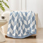 Snuggle Sac Chevron Throw Blanket for Couch, Reversible Super Soft Warm Blankets Cozy Knit Fuzzy Plush Lightweight Throws for Sofa, Bed, Camping, Blue, 50x60 inches