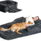 EHEYCIGA Foldable Human Dog Bed, Orthopedic Memory Foam Human Sized Dog Bed, Waterproof Pet Bed for People, Faux Fur Pet Couch for Adult, Dark Grey, 72"x44"x11"