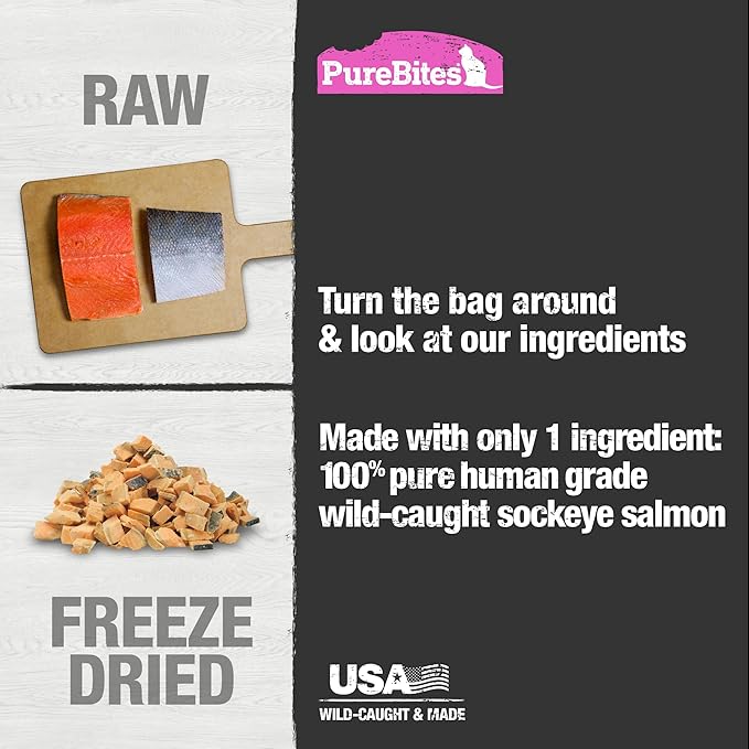 PureBites Freeze Dried Salmon Cat Treats, 4.7Oz | 134g - Jumbo Size