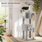 62-Inch Cat Tree for Indoor Cats, Large Cat Tower with Scratching Posts for Large Cats, 2 Bigger Plush Condos, Padded Platform, Soft Cat Bed and Scratching Pad, 2 Pompoms, Gray