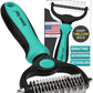 Maxpower Planet Hair Brush - Double Sided Shedding, Dematting Undercoat Rake for Dogs and Cats - Extra Wide Dog Grooming Brush, Reduce Shedding by 95%, Turquoise