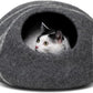 MEOWFIA Cat Cave – Premium Felt Cat Bed for Indoor Cats, Handmade 100% Merino Wool (Large, Dark Grey)