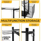 London & Byrd - No Assembly - Home Gym Storage Rack. Steel Construction, Heavy Duty Wheels, with Basket and Hooks. Great for Home Gym Equipment, Yoga mats, Kettlebells, and Small Dumbbell Storage.