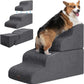 Dog Stairs for High Beds, 4-Step Dog Steps for Small Dogs and Cats, Foldable Pet Stairs for High Bed Climbing, Non-Slip Balanced Pet Step Indoor, Dark Grey