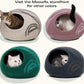 MEOWFIA Cat Cave – Premium Felt Cat Bed for Indoor Cats, Handmade 100% Merino Wool (Medium, Ivory Rainbow)