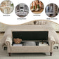 58.1'' Storage Bench Upholstered Chenille End of Bedroom Bed Bench Ottoman with Tufted Cushioned Rolled Arm Large Storage Space for Reading Living Room Entryway, Light Brown