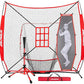 7'X7' Baseball Softball Practice Net,Pitching Net,Batting Net,with Baseball Tee,Bonus Strike Zone and Bow Frame,for Hitting,Pitching, Catching