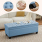 51" Fabric Storage Ottoman Bench, Upholstered Rectangle End of Bed Storage Ottoman Tufted Living Room Bedroom Bench with Safety Hinge, Solid Wood Legs, Loads 500 lb(Light Blue)