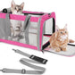 Pet Carrier for Large Cats of 20 Lbs, Collapsible Carrier Bag for Big Cat or 2 Kittens,Soft Sided Puppy Carrier with Sturdy Travel Transport Strap, Adequate Ventilation, 4 Mesh Windows (Pink)