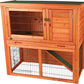 TRIXIE natura Outdoor Rabbit Hutch with Run - 2-Story Rabbit Cage with Non-Slip Ramp - Medium Elevated Small Animal House with Secure Playpen, Hinged Roof & Pull-Out Tray - in Brown