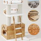 Modern Cat Tree, Solid Wooden Cats Tower, 37" Luxury Cats Trees Condo for Large Cat, Multi-Level Cat Tree Tower Natural Cat House Furniture, with Scratching Posts, Removable Washable Cushions
