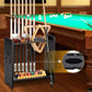 Pool Cue Stick Holder - Floor Stand Billiards Rack Oak Solid Wooden Holds 9 Cues and Pool Table Accessories Organizer