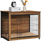 DWANTON Dog Crate Furniture with Cushion, Wooden Kennel Table with Double Doors, Indoor Dog House, Medium Size, 32.5" L, Warm Brown