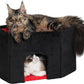 Gothic Cat Condo Cave for Indoor Cats, Spacious Indoor Coffin Cat House Bed,Large 20x13.5inch Bunk Perch, Stable Cubbie for Pets Rabbits, Halloween Red Black