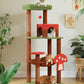 Mushroom Cat Tree Tower with Removable Scratcher, Large Hammock, Condo, Perch, 3 Sisal Posts – Multi-Level Cat Tree for Indoor Cats, Cute Cat Tower for Small Space Homes