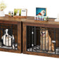 YITAHOME 76 Inch Double Dog Crate Furniture, XXL Dog Crate Furniture for 2 Dogs, Side End Table, Waterproof, Safety Corners, 2-in-1 Iron-Wood Fusion Dog Kennel Furniture for 2 Large Dogs,Rustic Brown