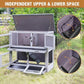Rabbit Hutch Indoor Outdoor, Bunny Cage with Casters, Guinea Pig Cage Bunny Hutch with Two Plastic Trays 36inch