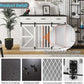 48'' Dog Crate Furniture with Divider&Storage Drawers, Wooden Double Dog Kennel Furniture End Table with Sliding Barn Doors, White Double Dog Crate TV Stand