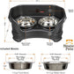 Neater Feeder Deluxe Mess Proof Cat Bowls Elevated for All Breeds – Made in USA – No Spill Raised Bowls for Indoor Cats – Stainless Steel Food and Water Bowl Set, Pet Dish Feeding Station, Black