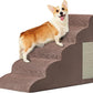 Pet Stairs, Dog Stairs for Small Dogs, Dogs Steps, 5-Step Curved Dog Ramp for Bed, Couch, Sofa, Car and Chair, Non-Slip Bottom Design, Cat Scratching Board, High Density Foam Portable Pet Step, Coffee