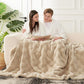 Cozy Bliss Faux Fur Throw Blanket for Couch - Soft Checkered Fuzzy Cozy Throw Gift Blankets for Women, Beige Boho Blanket for Sofa Bedroom Living Room.60 * 80 Inches