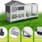 2-Tier Rabbit & Chicken House Mobile,Wooden Chicken Coop & Bunny Cage with Non-Slip Ramp, 4 Doors,Waterproof Roof & Pull-Out Tray,Outdoor/Indoor Pet Cage Movable