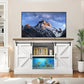 55-75 Gallon Fish Tank Stand with Sliding Barn Doors & Power Outlet, Heavy Duty Aquarium Stand with Cabinet Storage for Fish Tank, Turtle Tank, Reptile Terrarium, 1000LBS Capacity, White