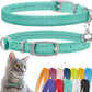 CollarDirect Leather Cat Collar with Bell - Kitten Collar, Small and Big Cat Collar for Boy Cats, Girl Cats with Safety Elastic Strap (Neck Fit 6"-7", Mint Green)
