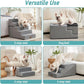 Dog Stairs for Small Dogs, 5 Tier Removable Wider Pet Stairs for Couch and Bed, 23.6" H Non-Slip Dog Steps for Puppies and Old Cats with Support Board, 29.5x19.7x23.6 inch, Grey