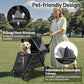 PETSITE 4 Wheels Dog Stroller, Foldable Cat Stroller with Dual Entries, Ramp, Mesh Windows, Adjustable and Detachable Canopy, and All-Terrain Wheels with Brake, Ideal for Small Medium Dogs