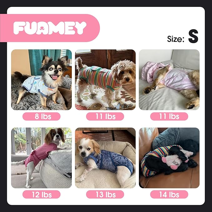FUAMEY Dog Recovery Suit Male,Dogs Surgery Neuter Suits Puppy Spay Shirts for Female Protect Dog's Skin Anti Licking Abdominal Wounds Doggie Onesie Pet Bodysuit Alternative to Cone Red Stripes S