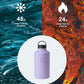 BUZIO 64 oz Water Bottle Insulated with Straw & 3 lid and Carrying Pouch, Leak Proof Half Gallon Stainless Steel Water Flask Jug, Cold for 48 Hrs Double Vacuum Thermo Canteen, BPA-Free, Purple