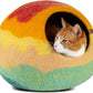MEOWFIA Cat Cave – Premium Felt Cat Bed for Indoor Cats, Handmade 100% Merino Wool (Large, Tucson Sunset)