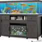 Miereirl 75-120 Gallon Fish Tank Stand with Power Outlet – Heavy Duty Aquarium Stand, Rustic Farmhouse Style, 1000 lb Capacity, Adjustable Storage & Sliding Barn Doors, Dark Brown