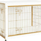 DWANTON Dog Crate Furniture with Cushion, Wooden Kennel Table with Double Doors, Indoor Dog House, Large Size, 38.5" L, White