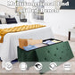Storage Ottoman Bench, 43 Inch Foldable Ottoman with Legs, Velvet Foot Rest Stool, End of Bed Bench, Storage Chest for Living Room, Bedroom (Green)