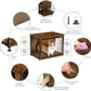 DWANTON Dog Crate Furniture with Cushion, Wooden Kennel Table with Double Doors, Indoor Dog House, Medium Size, 32.5" L, Rustic Brown