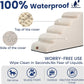 GoGoBunny Ramp Dog Stairs for High Beds 22.6" H, 5-Step Dog Slope Stairs with Durable Waterproof Fabric Cover, Pet Steps for Old Large Dogs Climbing, Non-Slip Sturdy Indoor Step, Beige