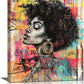 Quorin African American Wall Art Banksy Graffiti Black Woman Pictures Black Girl Wall Decor Canvas Print Painting Artwork for Bathroom Living Room Bedroom 16"x20"