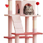 MWPO Cute Cat Tree, 63.8-Inch Pink Cat Tower for Indoor Cats, Multi-Level Cat Condo with 5 Scratching Posts, 2 Perches, Hammock, Dangling Toys