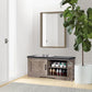 2-Tier Storage Bench, Shoe Bench with Padded Seat Cushion, Entryway Bench with 2 Barn Doors, Adjustable Shelf, 13.8" D x 39.4" W x 17.7" H, for Entryway, Living Room, Bedroom, Greige
