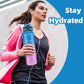 OLDLEY 32 oz Water Bottle, Motivational Water Bottle with Time Marker, Sports Water Bottle With Strap, Leakproof & BPA Free Large Water Bottles for School, Gym, Travel, Outdoor, Tritan,Blue&Purple