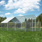 Large Metal Chicken Coop with Run Walk-in Poultry Cage Chicken Runs House Pen Cage Spire Roofed Chicken Coops with Anti-Ultraviolet Cover for Outdoor Yard Farm Use 9.8’L x 19.7’W x 6.4’H