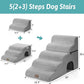 Extra Wide Dog Stairs with Tunnel, Detachable Large Pet Step for Small Medium Dog, Puppy or Cat, Ramp for High Bed, Couch, Sofa or Car, Stable, 19.7x33x22.4 inch, 5 Step, Grey