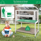Guinea Pig Cages Wooden Hamster Cage Indoor with Stand and Storage Outdoor Small Animals Habitat with Metal Edges Ramps Hideout House,No Leak and Pull Out Tray, Easy Clean