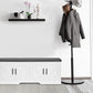2-Tier Storage Bench, Shoe Bench with Padded Seat Cushion, Entryway Bench with 4 Barn Doors, Adjustable Shelf, 13.8" D x 47.2" W x 17.7" H, for Entryway, Living Room, Bedroom, White