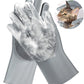 Pet Grooming Gloves，Heat-Resistant Silicone Gloves with High-Density Teeth for Enhanced Massaging and Bathing of Dogs and Cats (Gray, 2 Pair)